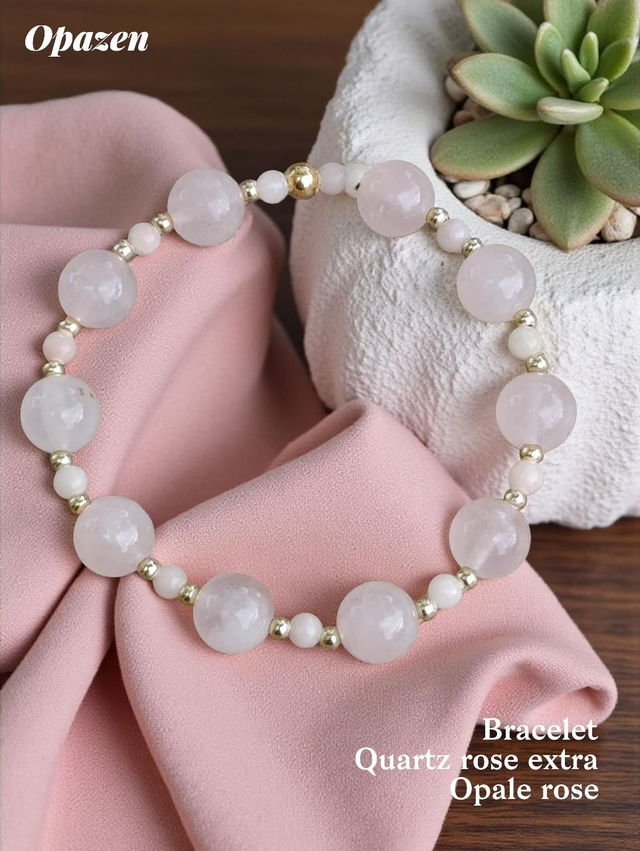 Bracelet Quartz rose extra 10 mm Opale Rose 