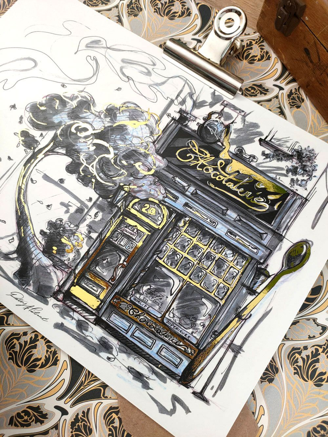 Devanture Chocolaterie - PRINT DORÉ A4