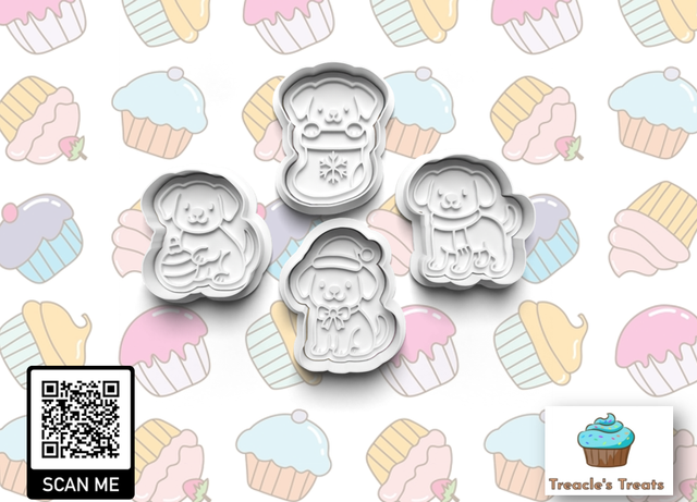 Christmas Dogs Fondant/cookie stamps with cutters