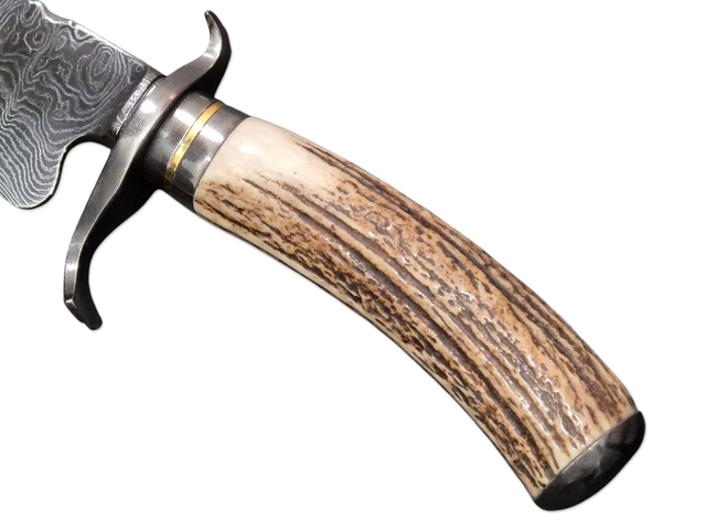 Faca Forjada Criolla Aço Damasco 10 Pol Cabo Chifre De Cervo