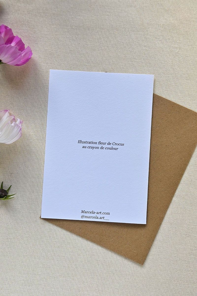 Carte au crayon de couleur - Crocus