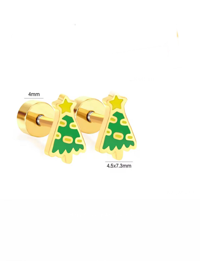 Gold Christmas Tree Mini Comfort Back Studs