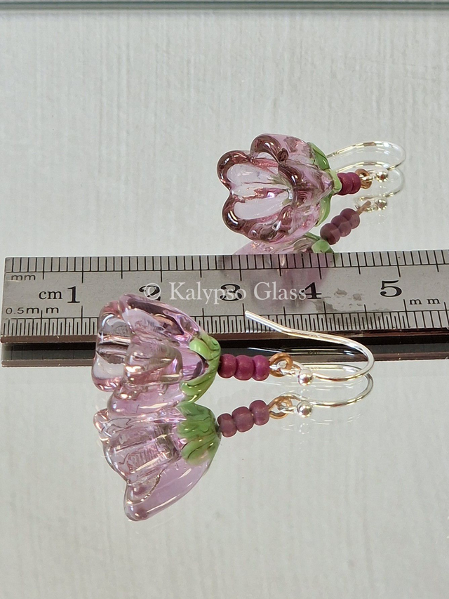 Bellflower Earrings, Dark Rose