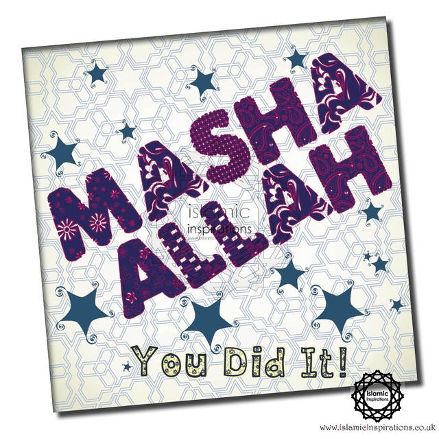 MaSha &#039;Allah You Did It Blue Greeting Card - MAS004
