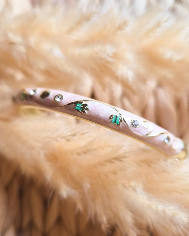 Jonc coloré - Modèle spirales beige rosé