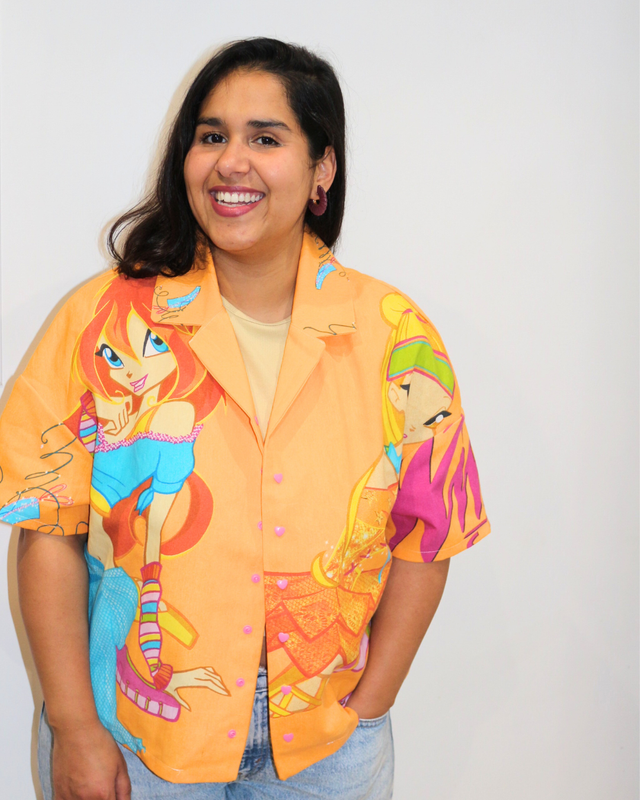 ✨ Chemise upcyclée oversize – Édition Winx Club (Tenues de danse) ✨