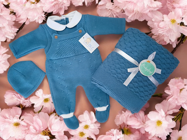 Ensemble tricot 4 pièces bleu