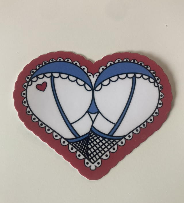Blue Butt Heart Sticker