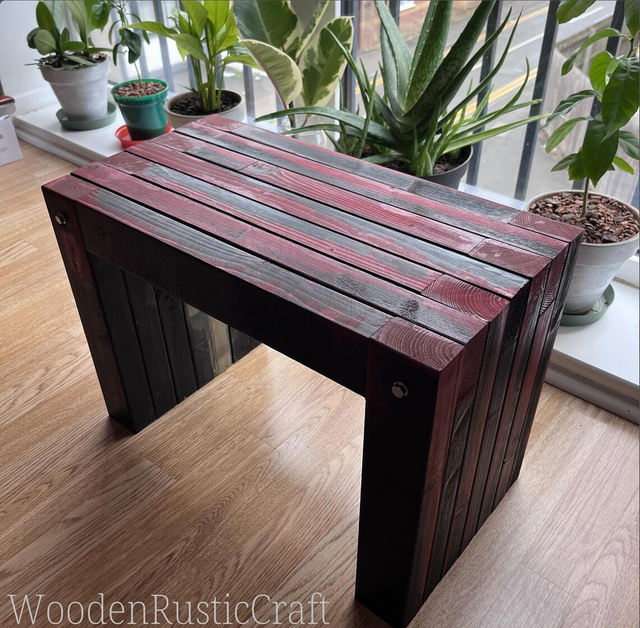 Handmade Reclaimed Pine Rustic Stool