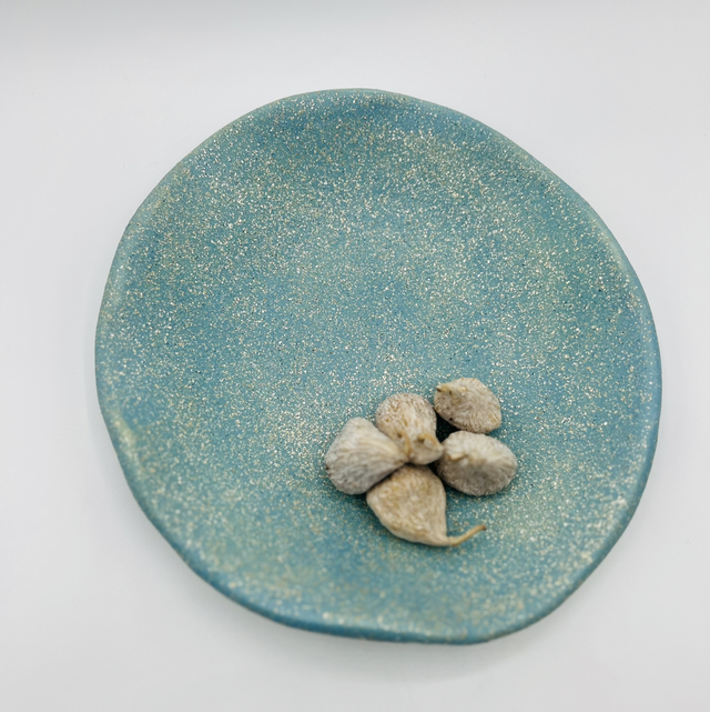 Plat turquoise pailleté