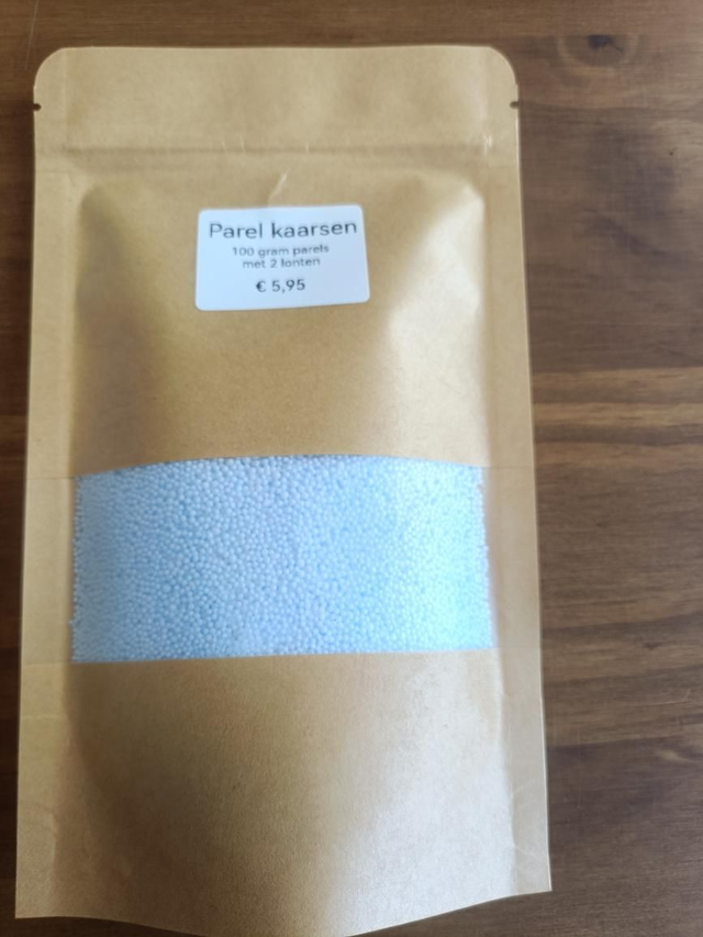 Parel kaarsen baby blue