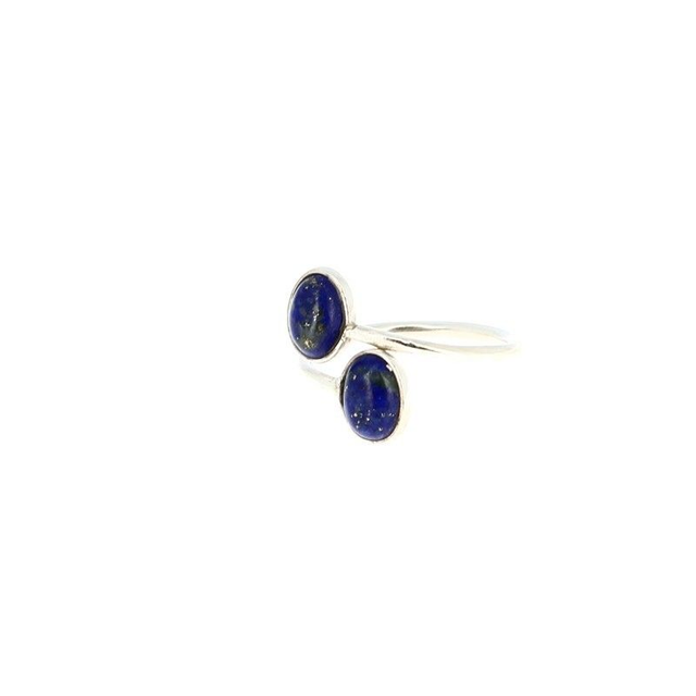 Bague ajustable Lapis-lazuli double argent 925
