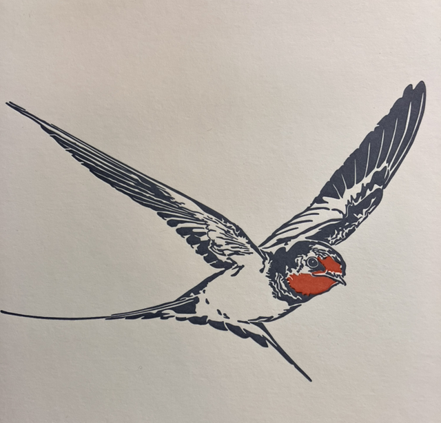 Traditional Letterpress Country Swallow