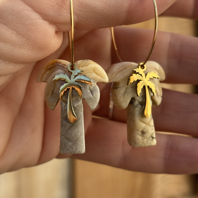 Boucles d’oreilles Créoles Palmiers Agathe Jaune