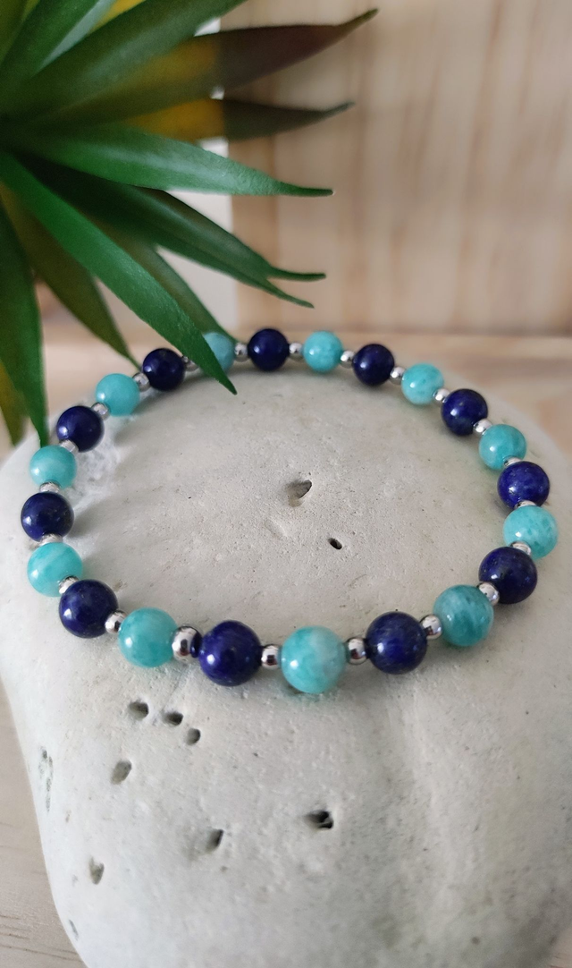 Bracelet "Bonheur" Lapis Lazuli et Amazonite