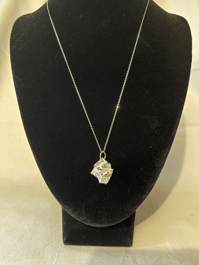 Angular Fused Silver Pendant – Sculptural Recycled Sterling Silver