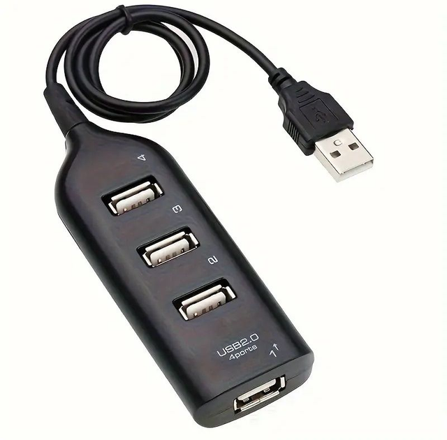 Adaptateur USB 4 Ports pour Ordinateur Portable Récepteur Accessoires Ordinateur,  Noir