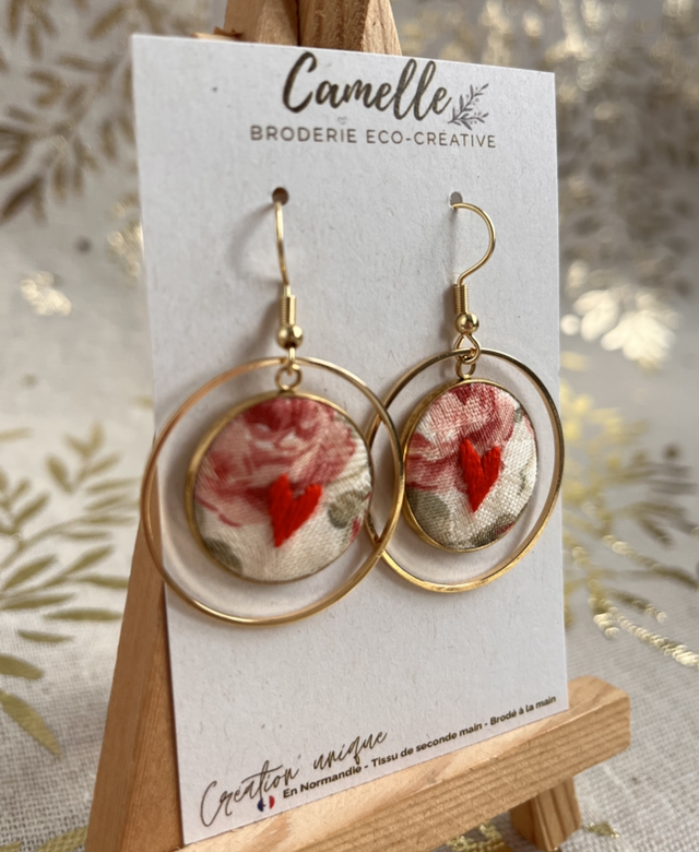 Boucles d’oreilles fleurie rouge