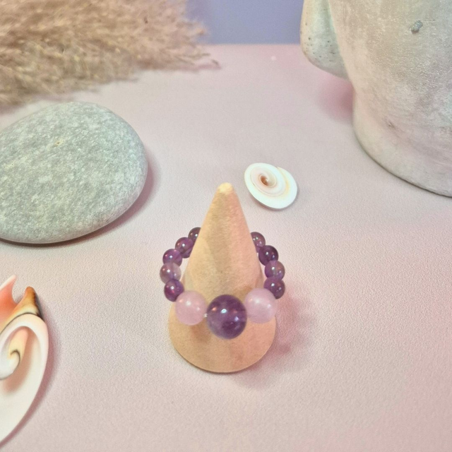 Bague HARMONIA – Améthyste &amp; Kunzite naturelles (Brésil)