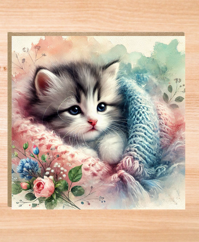 Kitten New Baby Card