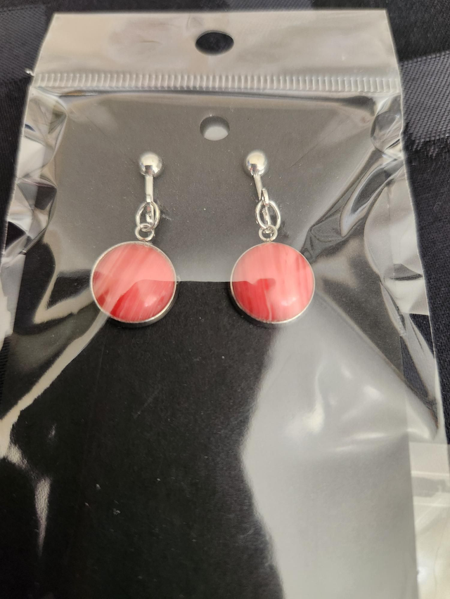 RHODONITE CLIP ON EARINGS 