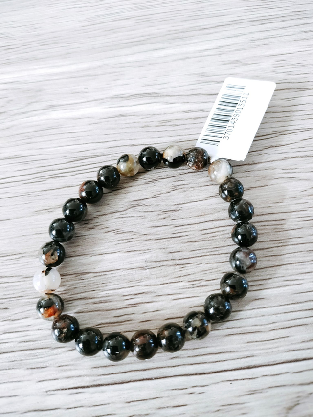 Bracelet boules 8 mm en pierre naturelle - Tourmaline et Quartz - Taille 1