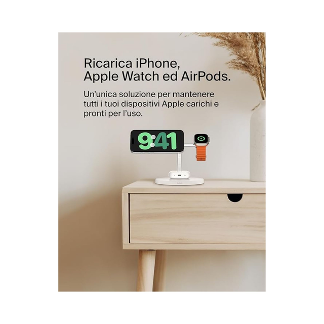 BELKIN Stazione di ricarica 3-in-1 con Qi2 (15W) (Bianco)