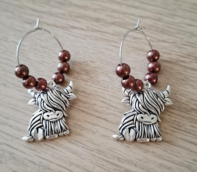 Highland Cow hoop earrings 