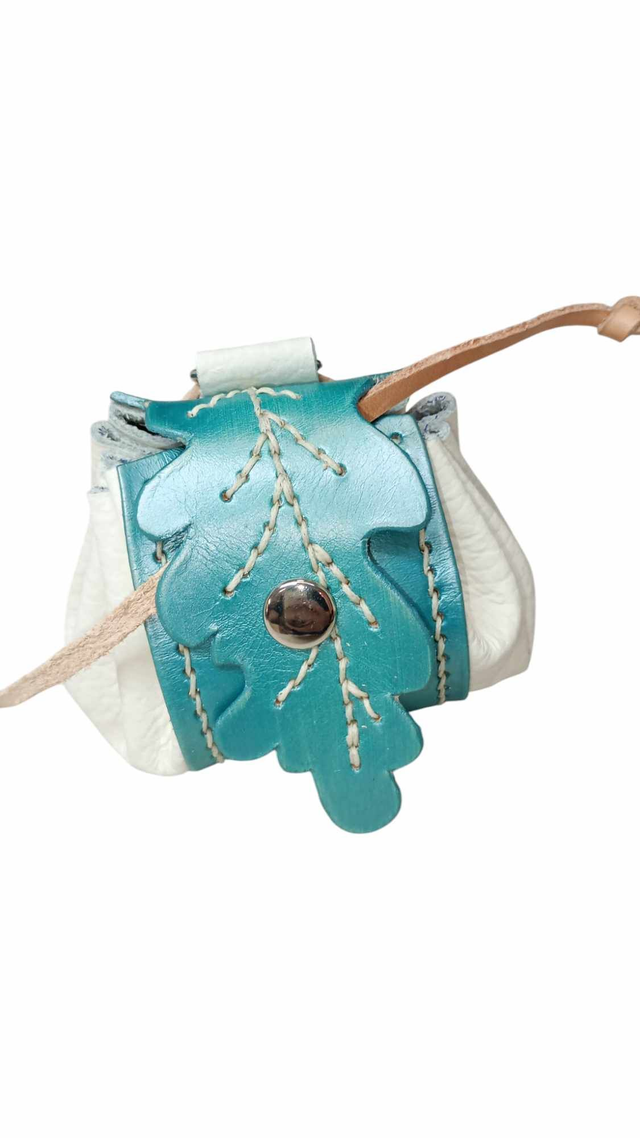 Bourse Amboisienne feuille - Blanc/Bleu