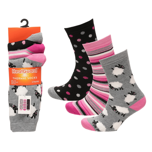  Ladies 3 Pack Sheep Print Thermal Socks only £4.50 a pack