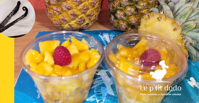 Salade d'ananas au coulis de mangue