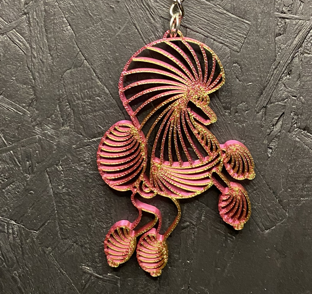 3D - Keychain Poodle Continental Raspberry Pink