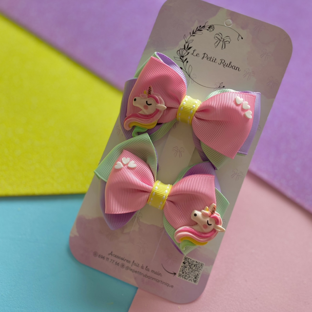 Paire de barrettes multicolores licorne 🦄