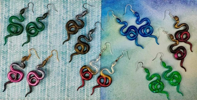 Snake Earrings Coiled 