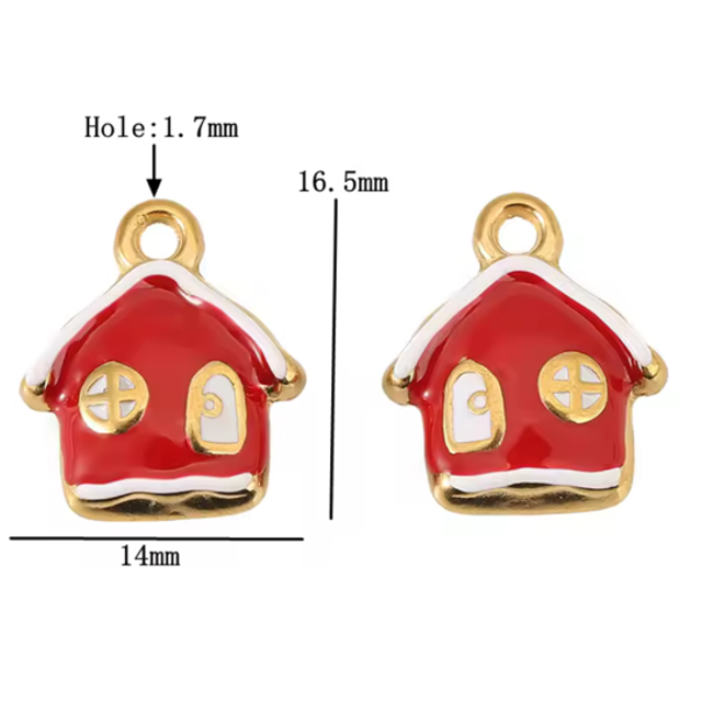 Charm casina smaltata rossa 