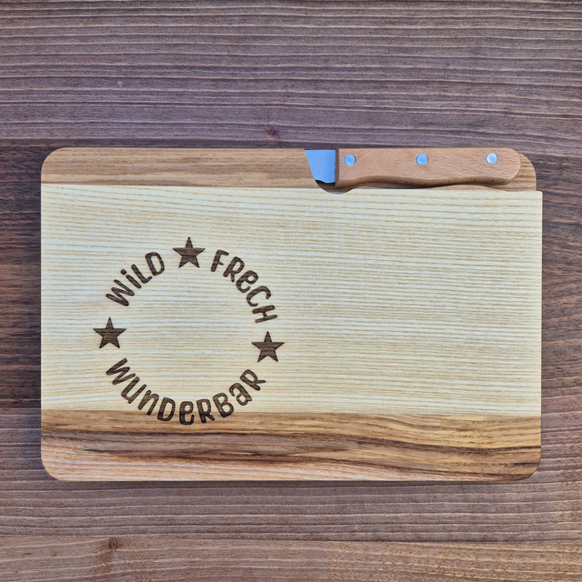 Schneidebrett mit Messer, Wild ☆ Frech ☆ Wunderbar ☆