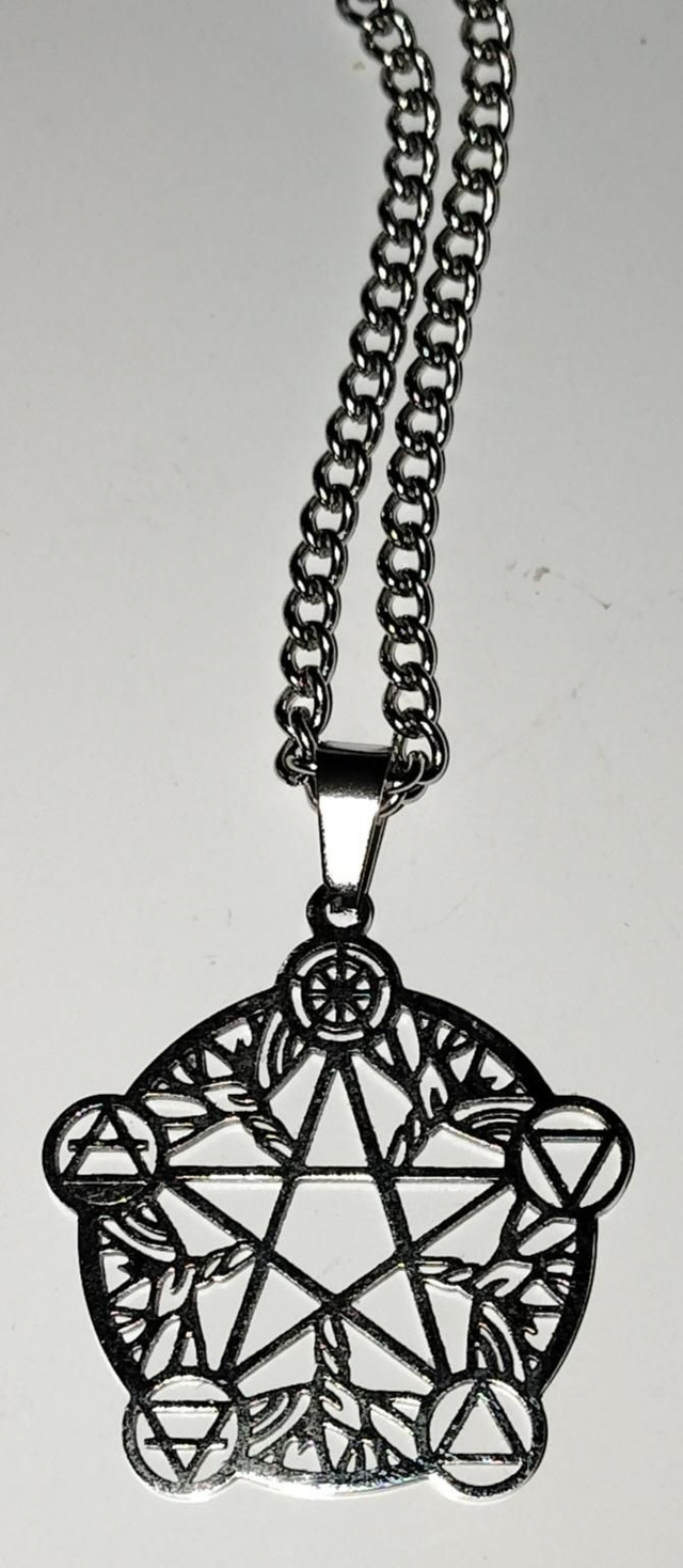 Wicca Pentagram Witch Pendant Necklace.