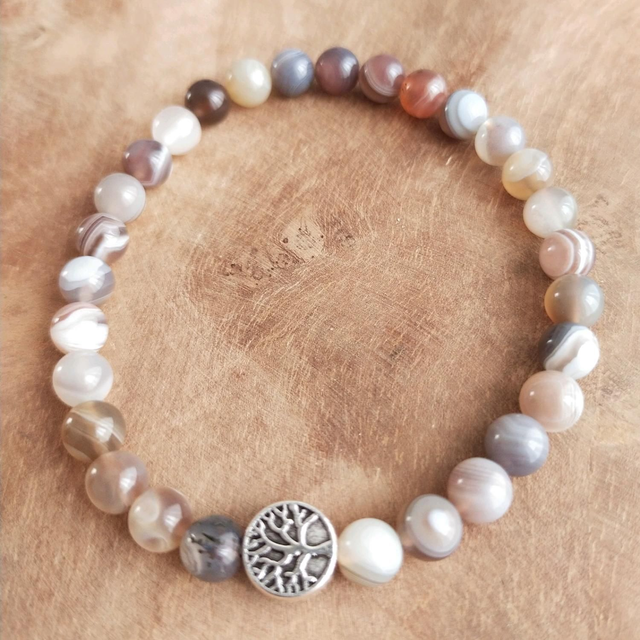 Bracelet "Promesses" en Agate du Botswana naturelle 6mm 