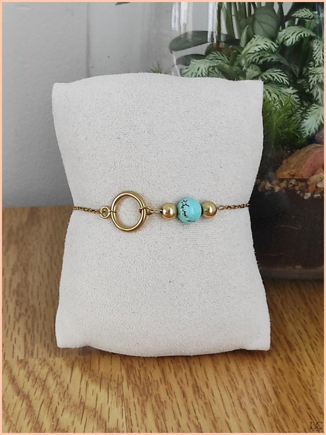 Bracelet chaîne perle solitaire - Turquoise