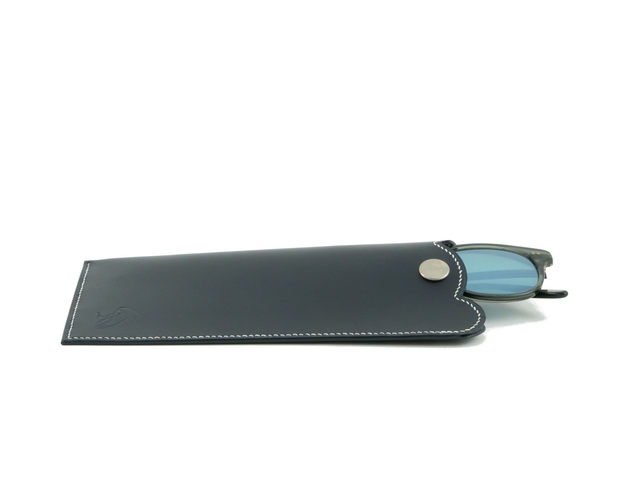 Etui à Lunettes MEGANE Bleu Nuit Fil Blanc