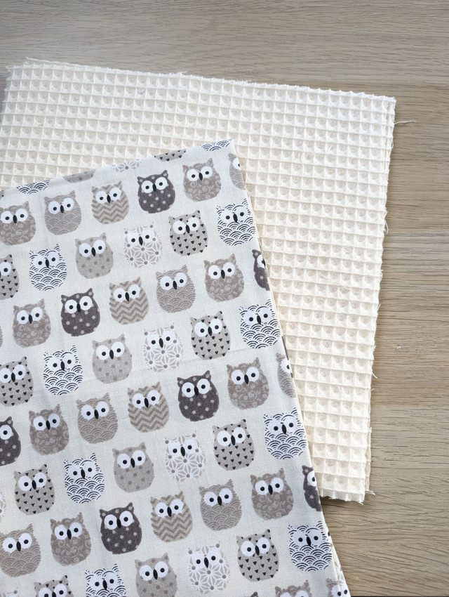 Essuies tout lavables hiboux beiges