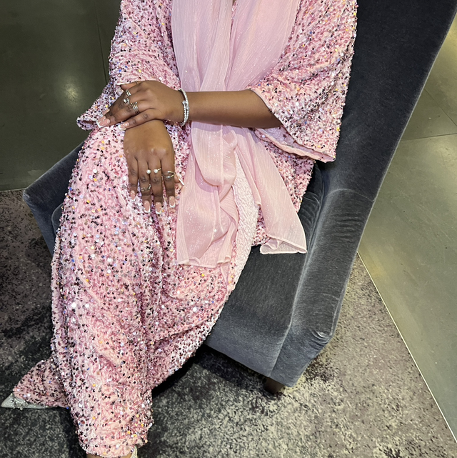 Pink Sequin Abaya