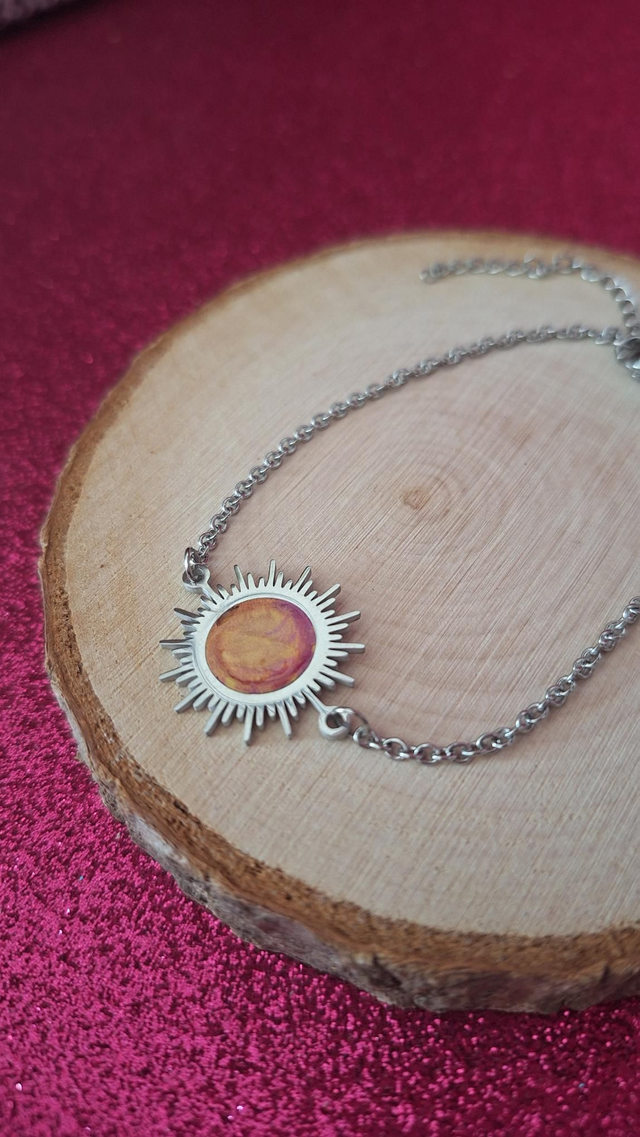 Bracelet soleil argenté jaune et rose