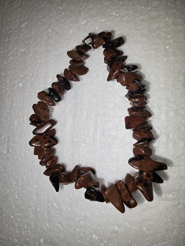 Mahogany Obsidian Chip Gemstone Bracelet 