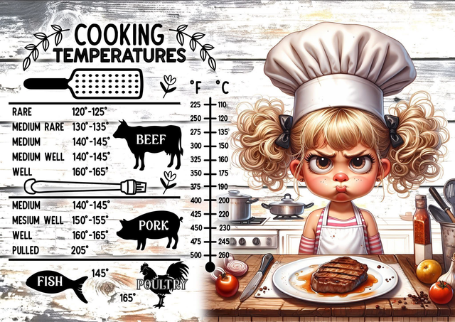 Fun Sublimation Glass Chopping Board | Novelty Kitchen Cutting Board - Cooking Temps Moody Girl