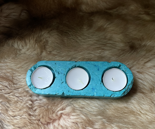 Bougeoir en papier-plâtre Zelda 3 trous bleu