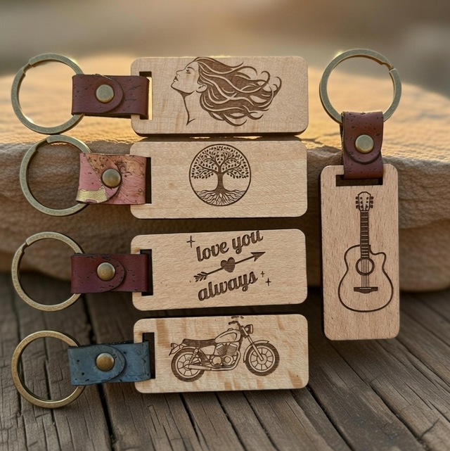 Porte clé en bois et liège 