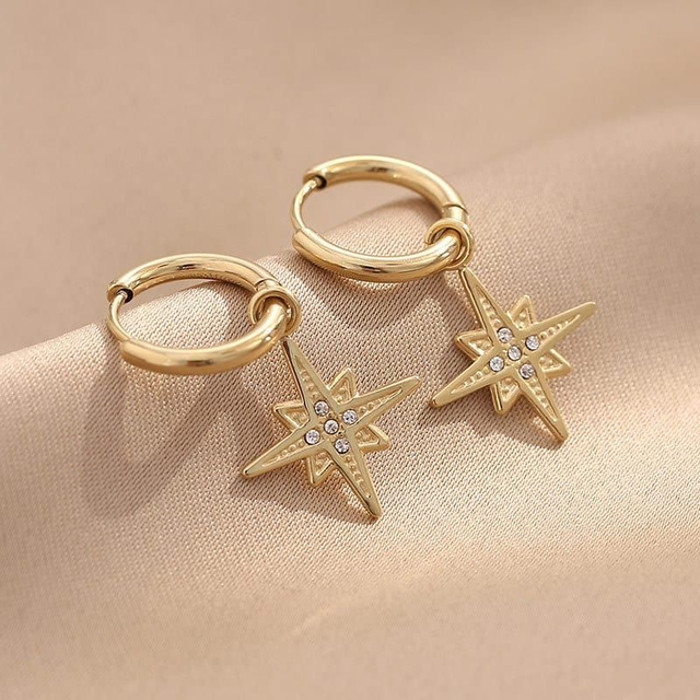 Gold Shiny Star Earrings
