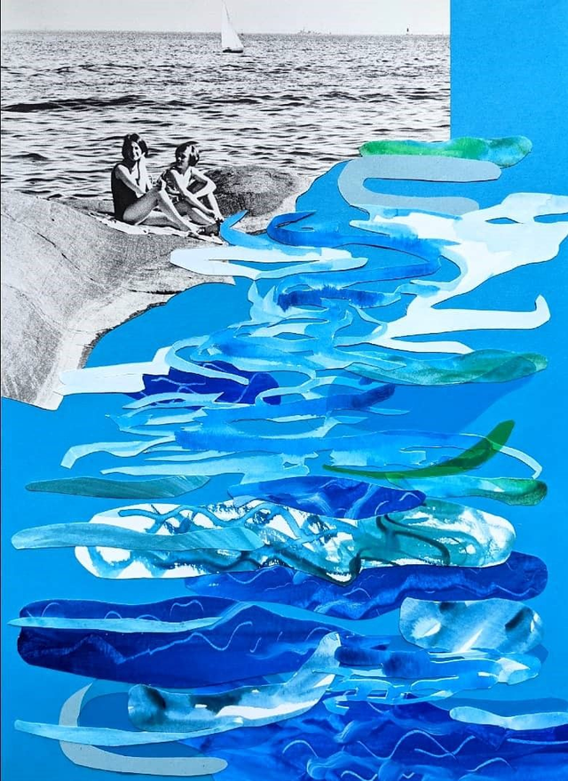 'Waves' collage (original, unframed)