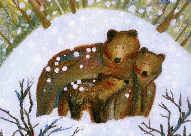 Three Bears - A6 Postcard